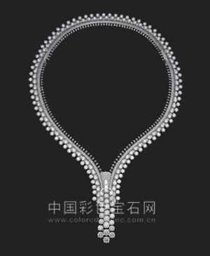 Zip necklace可变換项鍊和手镯的两用设计，是1950年代的惊人之作。