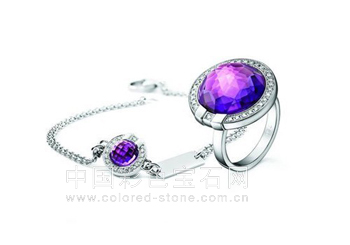 紫水晶戒指与手链、中国彩色宝石网